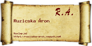 Ruzicska Áron névjegykártya
