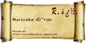 Ruzicska Áron névjegykártya